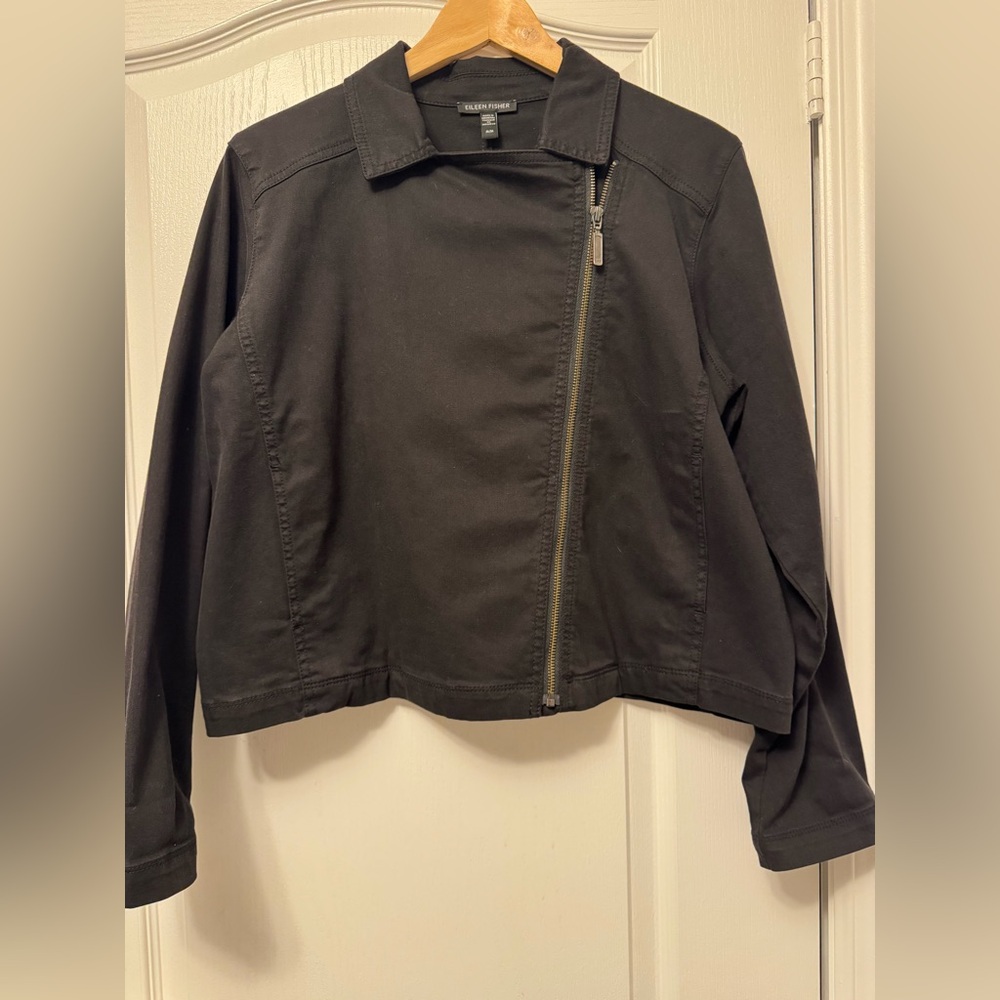 Eileen Fisher Cotton Moto Jacket